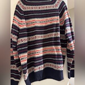 Abercrombie & Fitch Navy Red striped patterned Sweater (lambs wool)